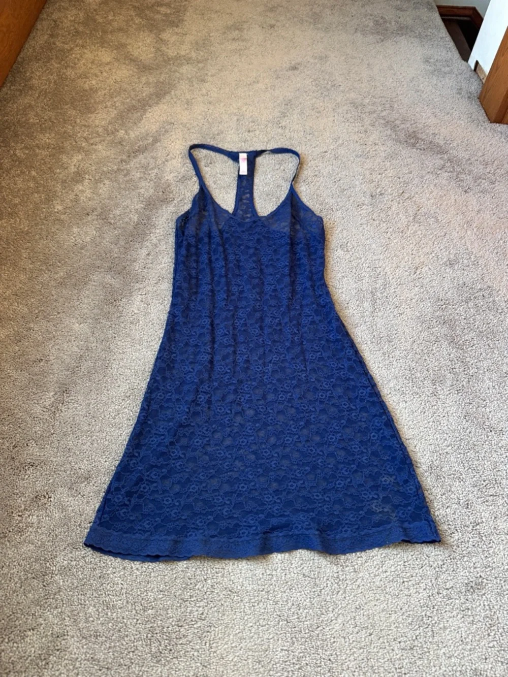 Victoria’s Secret Blue Lace Racerback Chemise Lingerie SIZE M